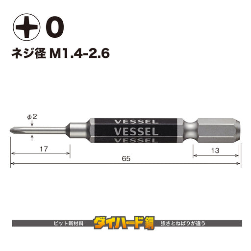 Vessel Precision Type +0x65 Single Head Gosai Bit 2 Pieces - GS160065-Kiichin - The #1 Place for Japanese Goods in Your Hand!