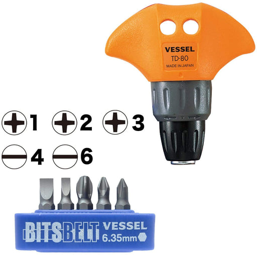 Vessel T-Type Ratchet Driver Tool Set TD-80 - Premium Quality Tools-Kiichin - The #1 Place for Japanese Goods in Your Hand!