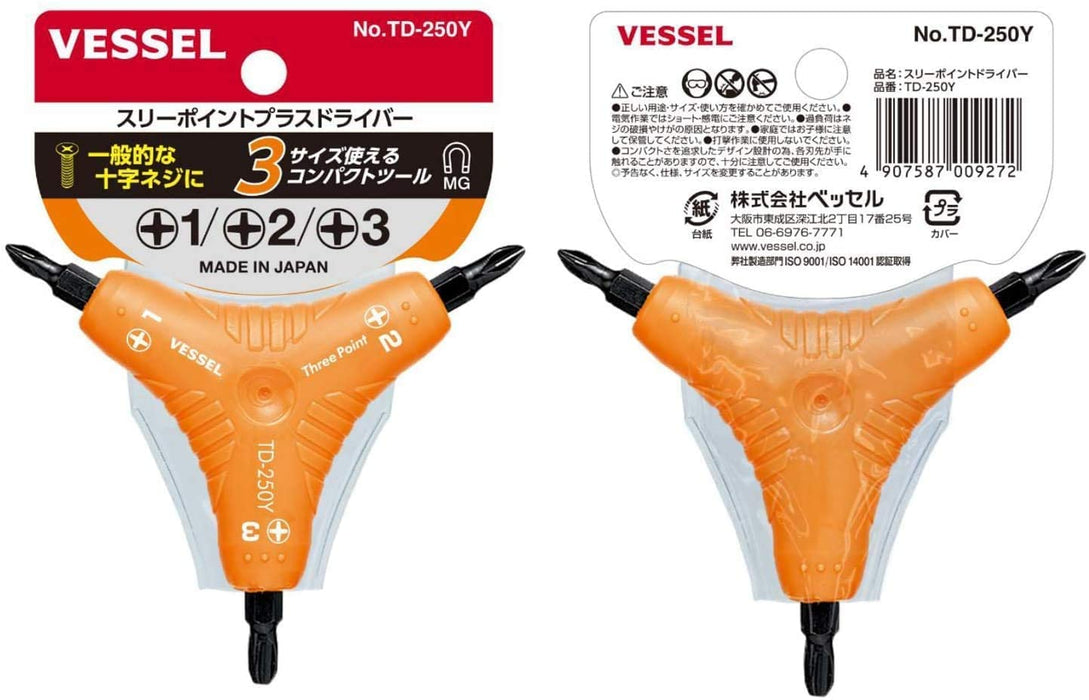 Vessel Three Point Plus TD-250Y Driver - High-Performance Vessel Tool-Kiichin - The #1 Place for Japanese Goods in Your Hand!