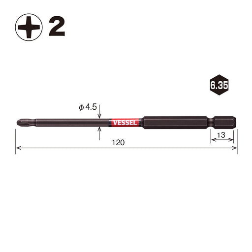 Vessel 40V Sakisubo Stepped Bit Set of 2 SS162120 4.5 x 120mm-Kiichin - The #1 Place for Japanese Goods in Your Hand!