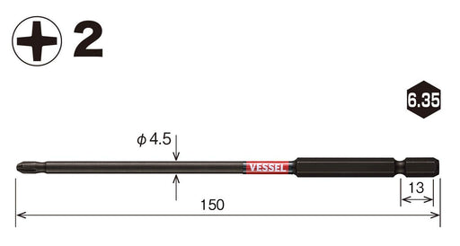 Vessel 40V Sakisubo Stepped Bit Set 2 X 4.5mm 150mm Length - SS162150-Kiichin - The #1 Place for Japanese Goods in Your Hand!