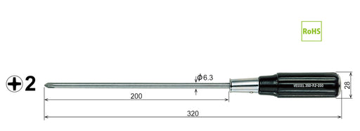 Vessel Long Shaft Wooden Handle Penetrating Driver +2x200 350 Series-Kiichin - The #1 Place for Japanese Goods in Your Hand!