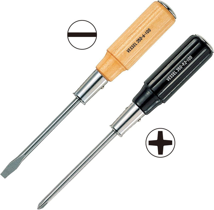 Vessel Long Shaft Wooden Handle Penetrating Driver +2x200 350 Series-Kiichin - The #1 Place for Japanese Goods in Your Hand!