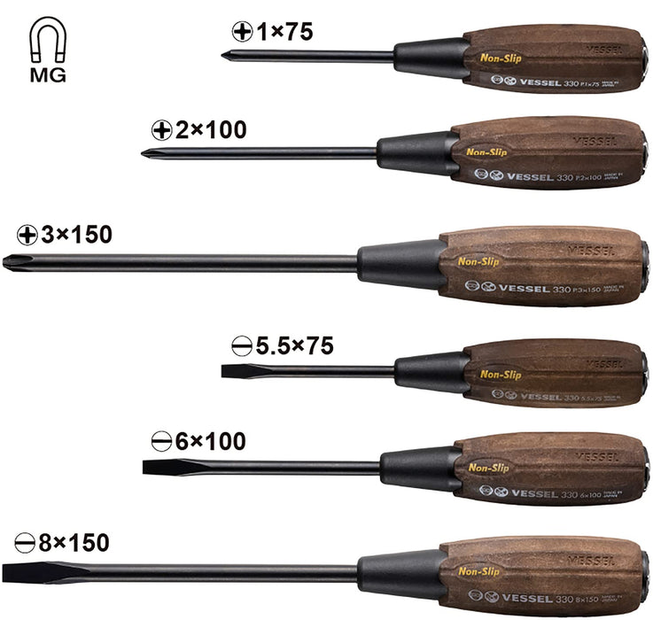 Vessel 336Ps Grip Set - Woody Penetrating Driver Non-Slip 6 Pack-Kiichin - The #1 Place for Japanese Goods in Your Hand!