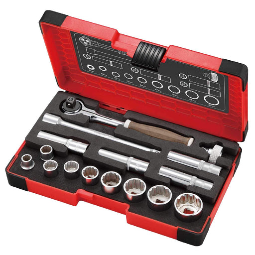 Vessel 16Pcs 3/8 Inch Woody Swivel Socket Wrench Set with Non-Slip Grip HRW3005M-SW-Kiichin - The #1 Place for Japanese Goods in Your Hand!