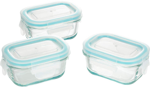 Yoshikawa Glass Storage Container Set 120ml 3Pcs Mini Square 4-Point Lock-Kiichin - The #1 Place for Japanese Goods in Your Hand!
