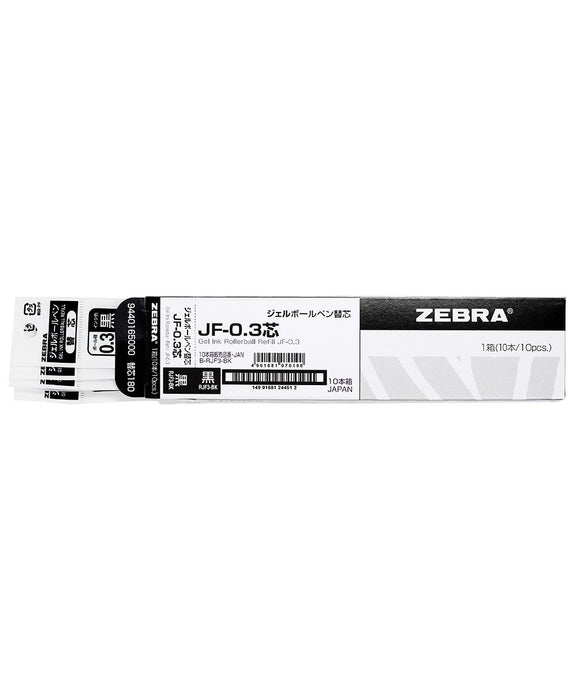Zebra Sarasa JF-0.3 Black Gel Ballpoint Pen Refill Pack of 10 - Zebra BRJF3BK-Kiichin - The #1 Place for Japanese Goods in Your Hand!