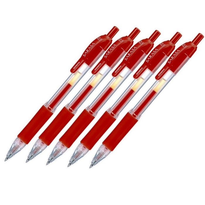 Zebra Sarasa Gel Ballpoint Pen 0.5 mm Red Ink 5 Pieces Pack - Zebra-Kiichin - The #1 Place for Japanese Goods in Your Hand!