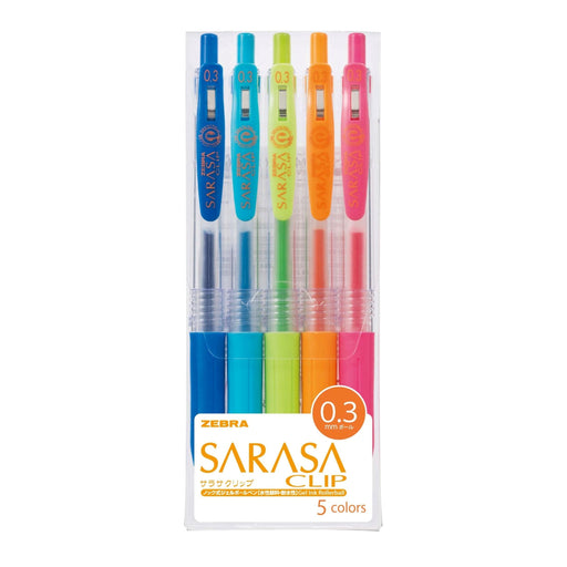 Zebra Sarasa Clip Gel Ballpoint Pen 0.3mm 5 Color Pack - Zebra Brand JJH15-5Ca-Kiichin - The #1 Place for Japanese Goods in Your Hand!