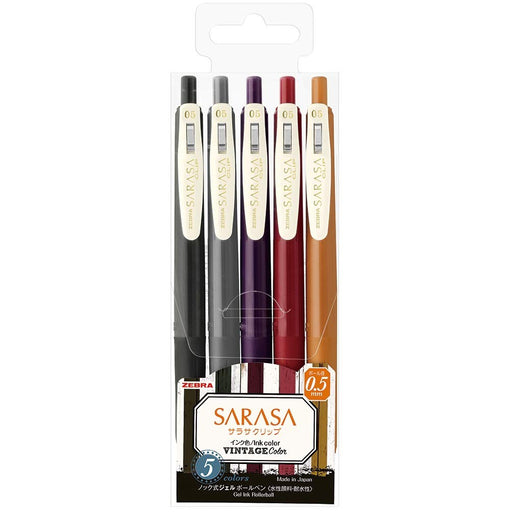 Zebra Sarasa Clip 0.5 Vintage 5-Pack Gel Ballpoint Pens Additional Colors Set-Kiichin - The #1 Place for Japanese Goods in Your Hand!