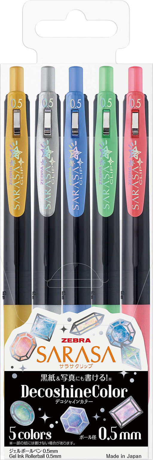 Zebra Sarasa Clip Gel Ballpoint Pen 0.5mm Deco Shine 5 Color Set-Kiichin - The #1 Place for Japanese Goods in Your Hand!