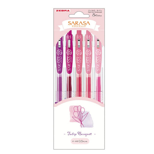 Zebra Sarasa Clip 0.5mm Flower Bouquet Tulip Gel Pen 5 Color Set Pack of 1-Kiichin - The #1 Place for Japanese Goods in Your Hand!