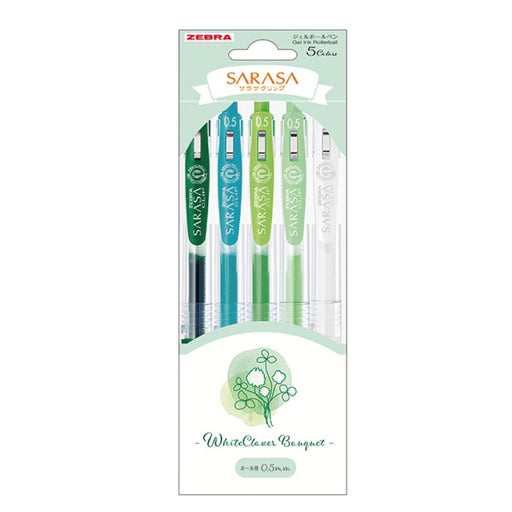 Zebra Sarasa Clip 0.5mm Gel Ballpoint Pen Flower Bouquet White Clover 5 Color Set-Kiichin - The #1 Place for Japanese Goods in Your Hand!