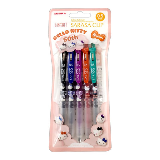 Zebra Sarasa Clip Hello Kitty 50th Anniversary 5-Color Gel Pen Set 0.5mm-Kiichin - The #1 Place for Japanese Goods in Your Hand!