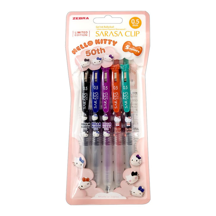Zebra Sarasa Clip Hello Kitty 50th Anniversary 5-Color Gel Pen Set 0.5mm-Kiichin - The #1 Place for Japanese Goods in Your Hand!