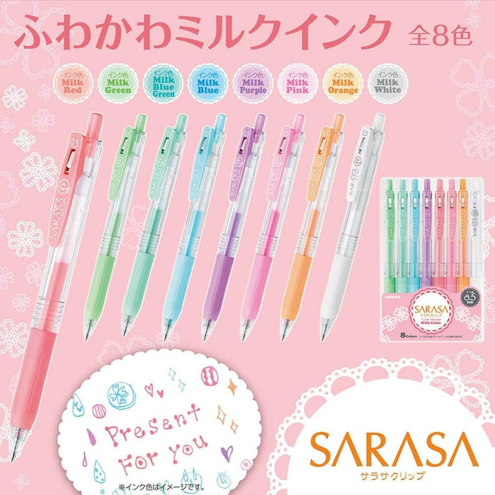 Zebra Sarasa Clip 8-Color Set 0.5mm Milk Gel Ballpoint Pens-Kiichin - The #1 Place for Japanese Goods in Your Hand!
