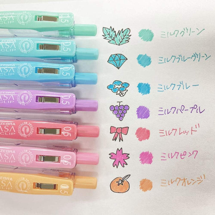 Zebra Sarasa Clip 8-Color Set 0.5mm Milk Gel Ballpoint Pens-Kiichin - The #1 Place for Japanese Goods in Your Hand!