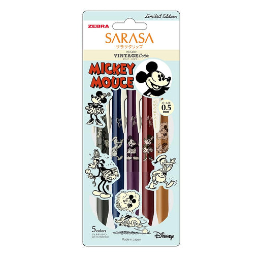 Zebra Sarasa Clip 0.5mm Disney Vintage 5-Color Gel Pen Set-Kiichin - The #1 Place for Japanese Goods in Your Hand!