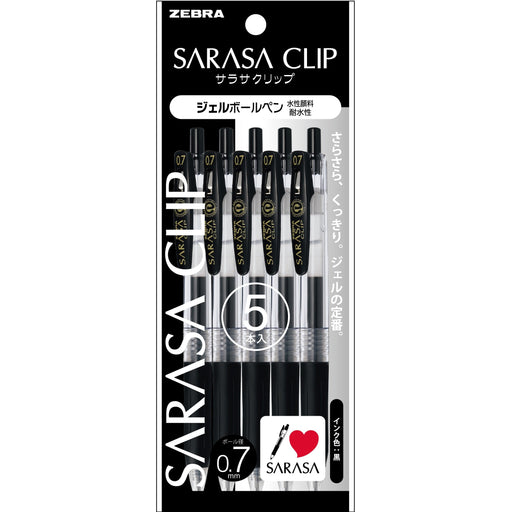 Zebra Sarasa Clip Black Gel Ballpoint Pen 0.7mm Pack of 5-Kiichin - The #1 Place for Japanese Goods in Your Hand!