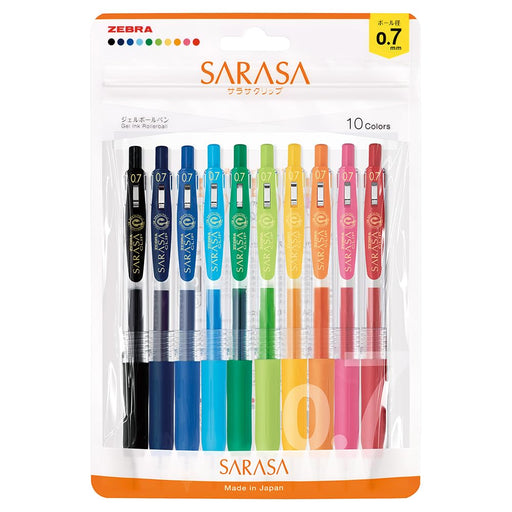 Zebra Sarasa Clip Gel Ballpoint Pen 0.7mm 10 Color Set-Kiichin - The #1 Place for Japanese Goods in Your Hand!
