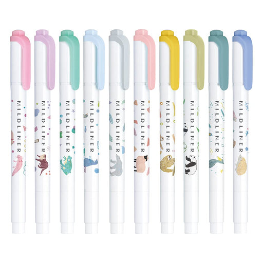Zebra 10-Color Mild Liner Highlighter Set Animal-Themed WKT7-AS-10C-Kiichin - The #1 Place for Japanese Goods in Your Hand!