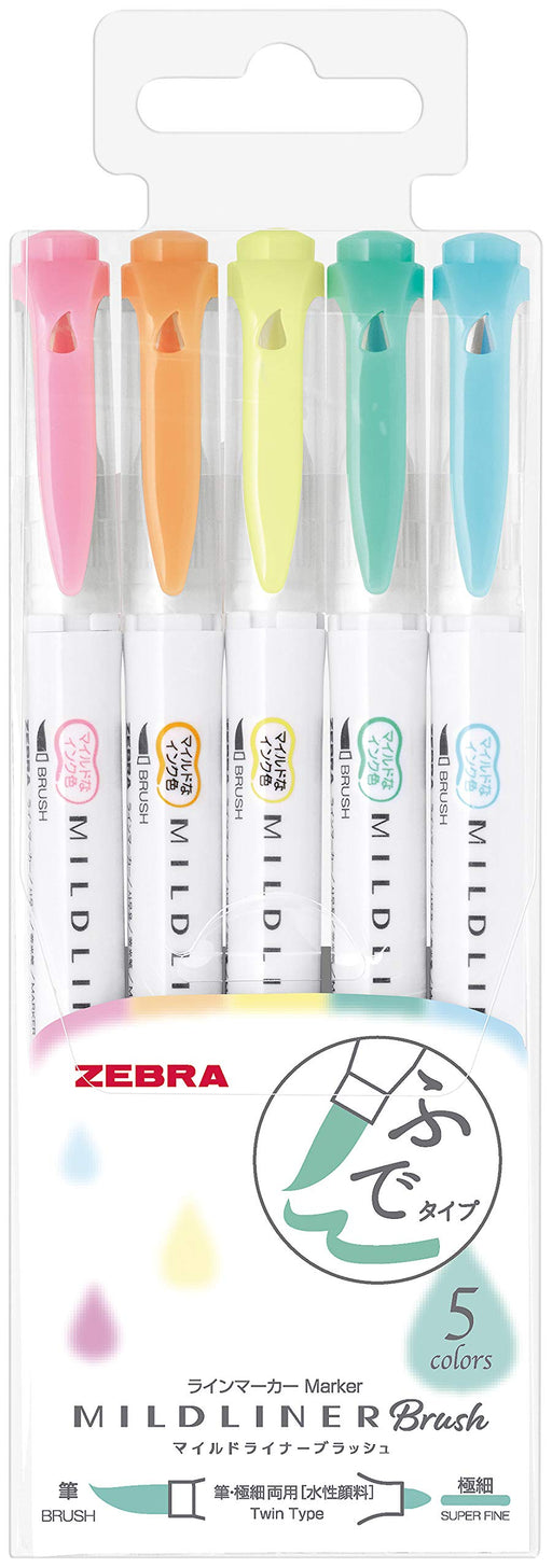 Zebra Mild Liner Highlighter Set of 5 Slightly Fluorescent Blush Colors WFT8-5C-Kiichin - The #1 Place for Japanese Goods in Your Hand!