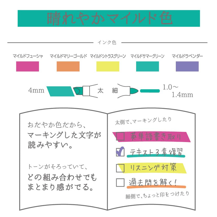 Zebra Highlighter Set Radiant Mild Color 5 Vibrant Shades Zebra Mild Liner Wkt7-5C-Hc-Kiichin - The #1 Place for Japanese Goods in Your Hand!