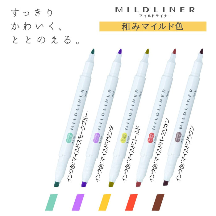 Zebra Mildliner Soft Highlighter Set 5 Mild Colors - Zebra Rc5 Wkt7-5C-Rc-Kiichin - The #1 Place for Japanese Goods in Your Hand!