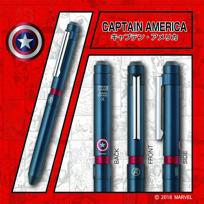 Zebra Marvel Sharbo X Mv6 Multi-Function Pen Captain America Limited Edition-Kiichin - The #1 Place for Japanese Goods in Your Hand!