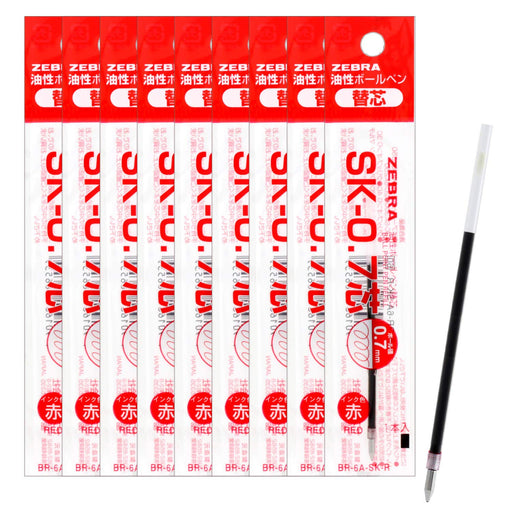 Zebra 10-Pack Red Oil-Based Ballpoint Pen Refill Clip-On SK-0.7 Lead B-BR-6A-SK-Kiichin - The #1 Place for Japanese Goods in Your Hand!
