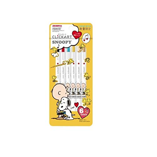 Zebra ClickArt Snoopy 6 Color Set Water-Based Ink Pens Vd Wyss22-Sn-6Cvd-Kiichin - The #1 Place for Japanese Goods in Your Hand!