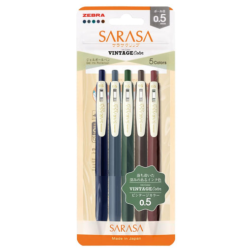 Zebra Sarasa Clip 0.5mm Gel Ballpoint Pen Vintage 5 Color Set - Zebra Pen JJ15-5C-VI-N-Kiichin - The #1 Place for Japanese Goods in Your Hand!