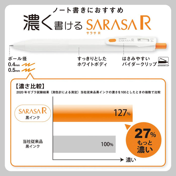 Zebra Sarasa R 0.5mm Black Gel Ballpoint Pens Pack of 10-Kiichin - The #1 Place for Japanese Goods in Your Hand!