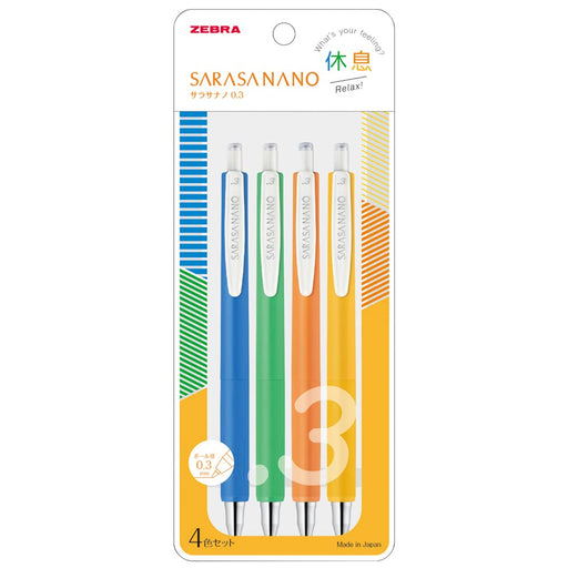 Zebra 0.3mm 4-Color Gel Ballpoint Pen Set - Sarasanano Series Jjh72-4C-Ky-Kiichin - The #1 Place for Japanese Goods in Your Hand!
