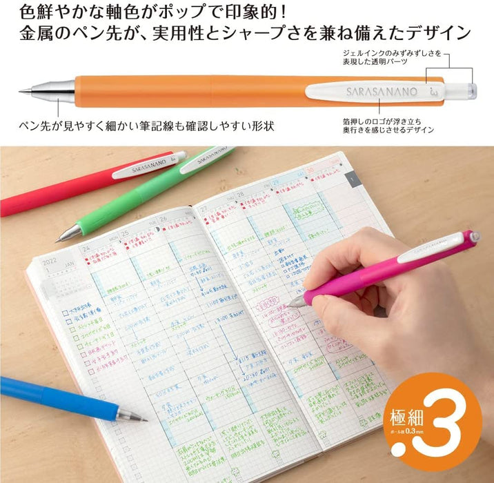 Zebra 3 Color Set Sarasanano Gel Ballpoint Pen Black Red Blue 0.3mm - JJH72-3C-AZ-Kiichin - The #1 Place for Japanese Goods in Your Hand!