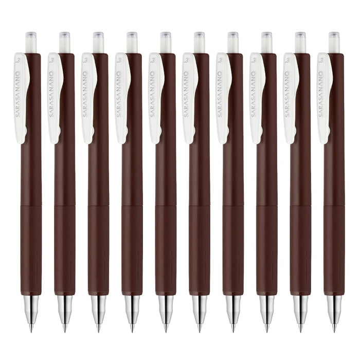 Zebra 0.3mm Gel Ballpoint Pen Pack of 10 Sarasanano Series Brown - B-JJh72-E-Kiichin - The #1 Place for Japanese Goods in Your Hand!