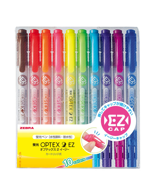 Zebra Optex 2 Ez 10-Color Highlighter Pack - Zebra Wkt11-10C-Kiichin - The #1 Place for Japanese Goods in Your Hand!