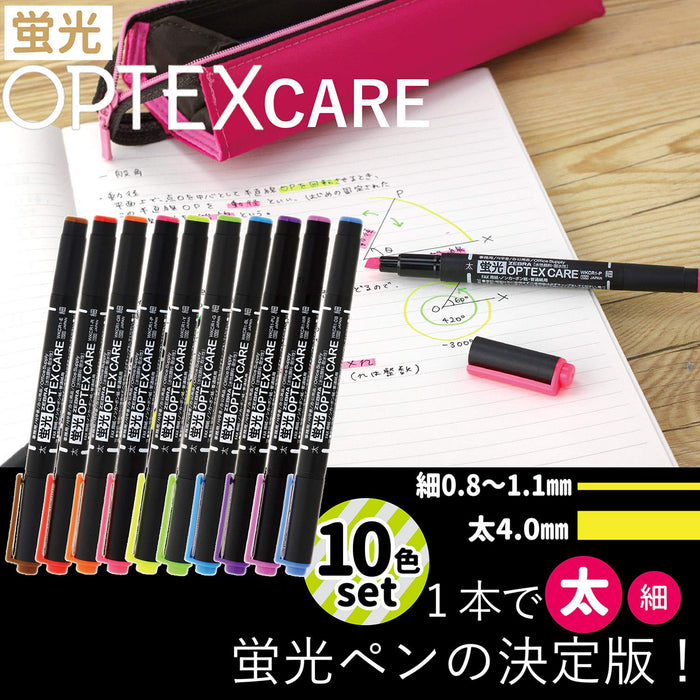 Zebra Optex Care Highlighter Set Vibrant 10 Colors Wkcr1-10C-Kiichin - The #1 Place for Japanese Goods in Your Hand!