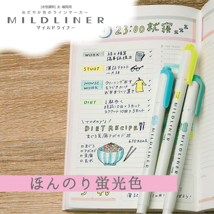 Zebra Mild Liner Highlighter Pen Set 5 Slightly Fluorescent Colors Wkt7-5C-N-Kiichin - The #1 Place for Japanese Goods in Your Hand!