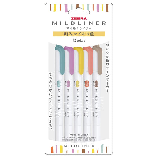 Zebra Brand Highlighter Pen Mild Liner Soft Color 5-Pack RC5- WKT7-5C-RC-N-Kiichin - The #1 Place for Japanese Goods in Your Hand!