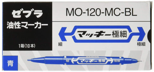 Zebra Mackie Extra Fine Blue Oil Pen Pack of 10 - B-MO-120-MC-BL-Kiichin - The #1 Place for Japanese Goods in Your Hand!