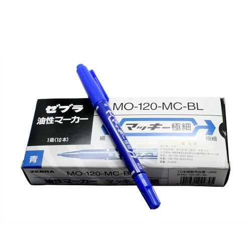 Zebra Mackie Extra Fine Blue Oil Pen Pack of 10 - B-MO-120-MC-BL-Kiichin - The #1 Place for Japanese Goods in Your Hand!