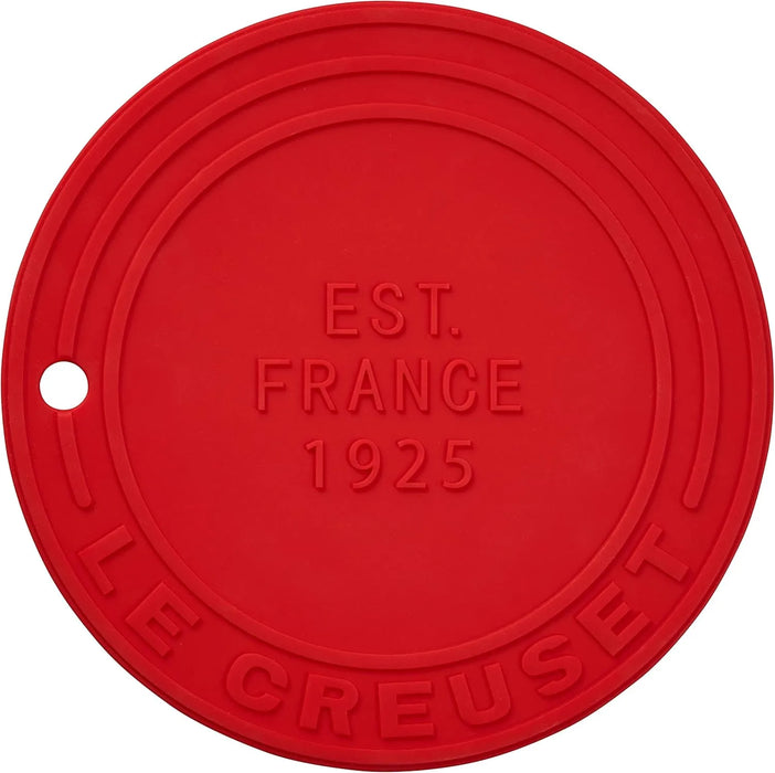 Le Creuset Silicone Trivet Cherry Red Heat and Cold Resistant with Hook Storage Le Creuset