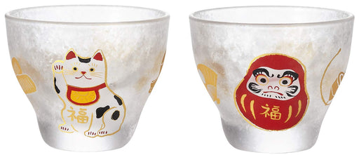 Aderia Cup Pair Set - Medeta Mono Beckoning Cat/Daruma 90Ml - Japan Gift Box S-6285-Kiichin - The #1 Place for Japanese Goods in Your Hand!