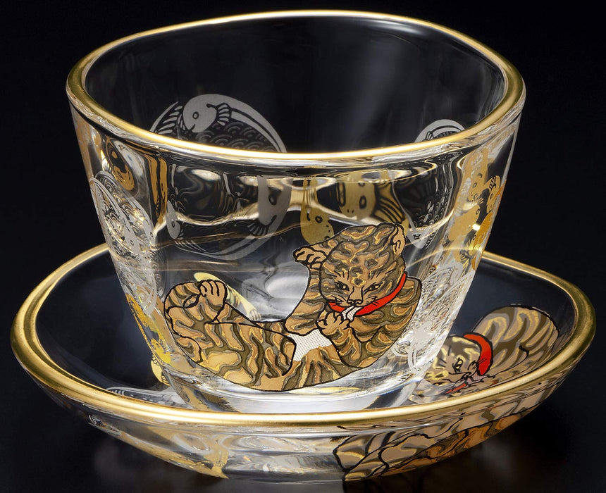 Aderia Edo Cat Tiger Sake Cup & Bean Plate Set - Authentic Japanese Craftsmanship - Premium Nippon Taste - Ideal Birthday Gift - S-6290-Kiichin - The #1 Place for Japanese Goods in Your Hand!