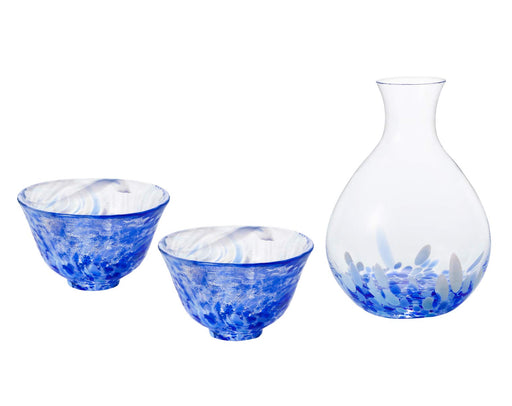 Aderia Japan Tsugaru Vidro Sake Set - Blue Iwashimizu - Made in Japan-Kiichin - The #1 Place for Japanese Goods in Your Hand!