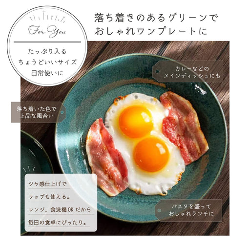 Aito Mino Ware Curry Plate Pasta Plate 21cm Green 517015 Japan DW/MW Safe-Kiichin - The #1 Place for Japanese Goods in Your Hand!