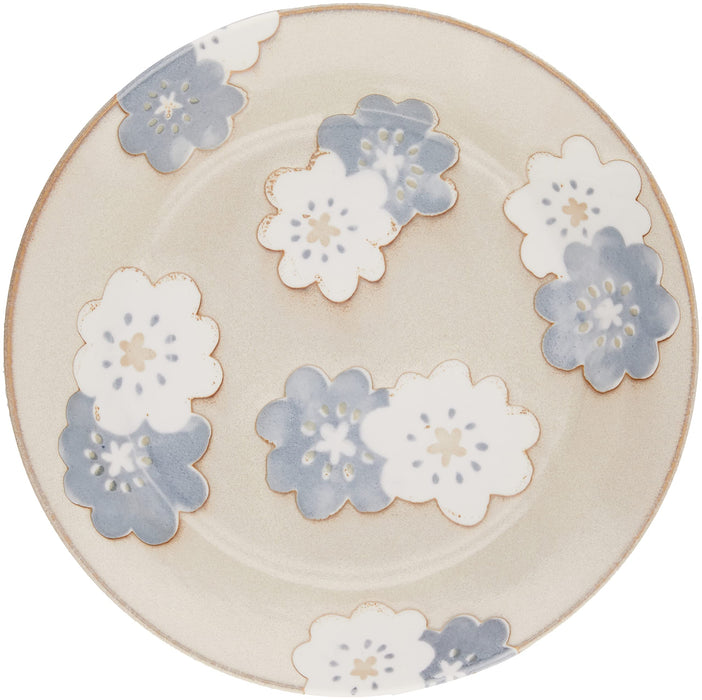 Aito Nordic Flower Curry Plate Pasta Plate 21cm Gray Floral Mino Ware DW/MW Safe Japan 266148-Kiichin - The #1 Place for Japanese Goods in Your Hand!