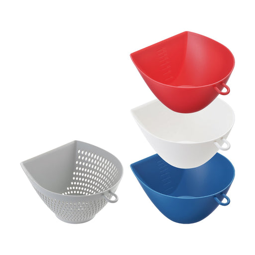 Akebono Sangyo MZ-3530 Colander Bowl Set 3 Bowls Tricolor L Japan Scale Hook Microwave Safe-Kiichin - The #1 Place for Japanese Goods in Your Hand!