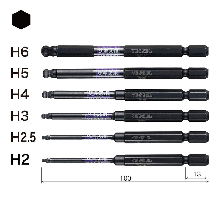 Vessel SS16BP-6PSA 6-Piece Ball Point Driver Bit Set with Holder-Kiichin - The #1 Place for Japanese Goods in Your Hand!